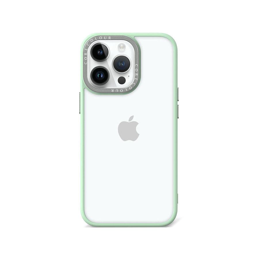 iPhoneケース iPhone13 クリアグレー グリーン 半透明 - iPhone