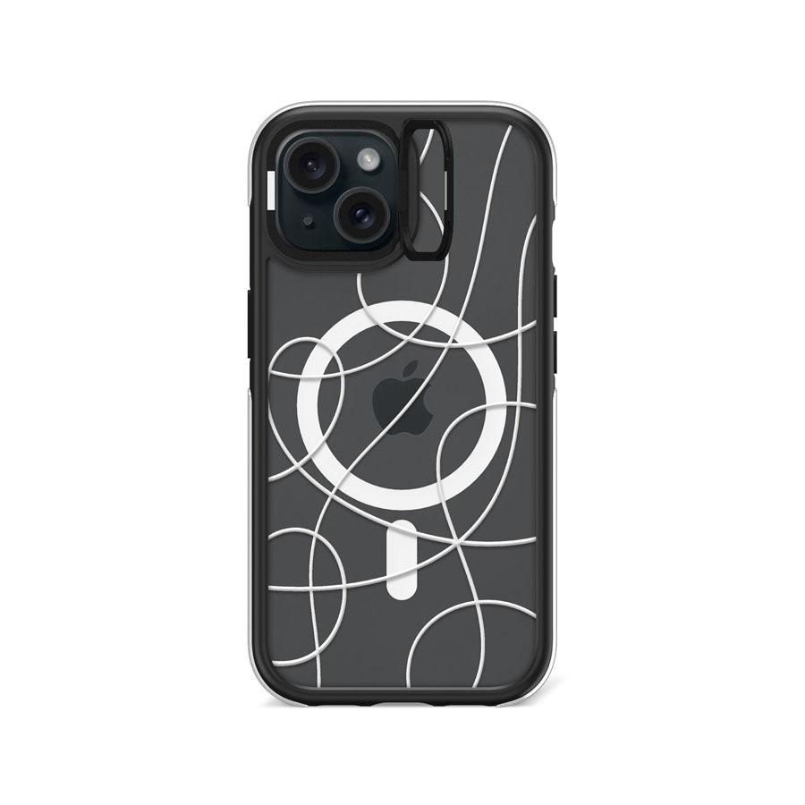 iPhone 15 マットブラック モダン曲線 カメラリングスタンド スマホケース MagSafe対応 - CORECOLOUR