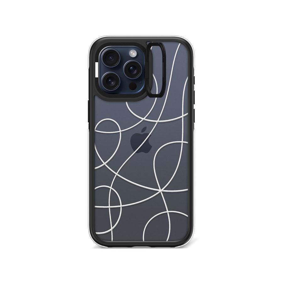 iPhone 15 Pro Max マットブラック モダン曲線 カメラリングスタンド スマホケース - CORECOLOUR