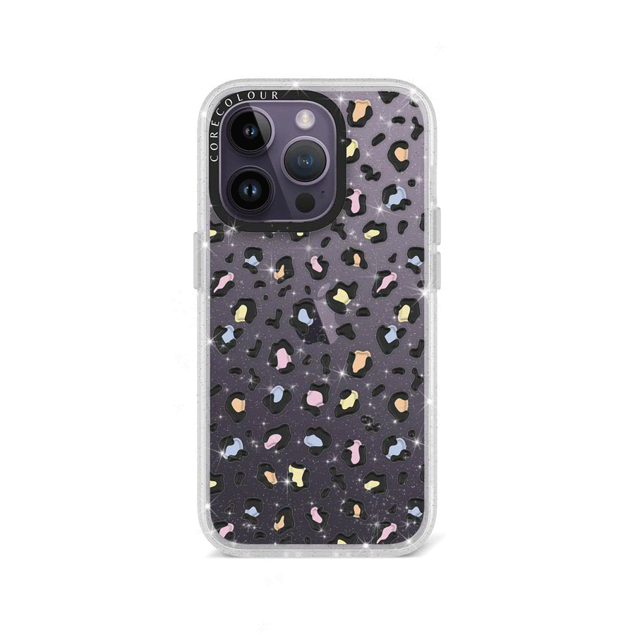 iPhone 14 Pro キラキラ カラフル レオパード柄 スマホケース - CORECOLOUR