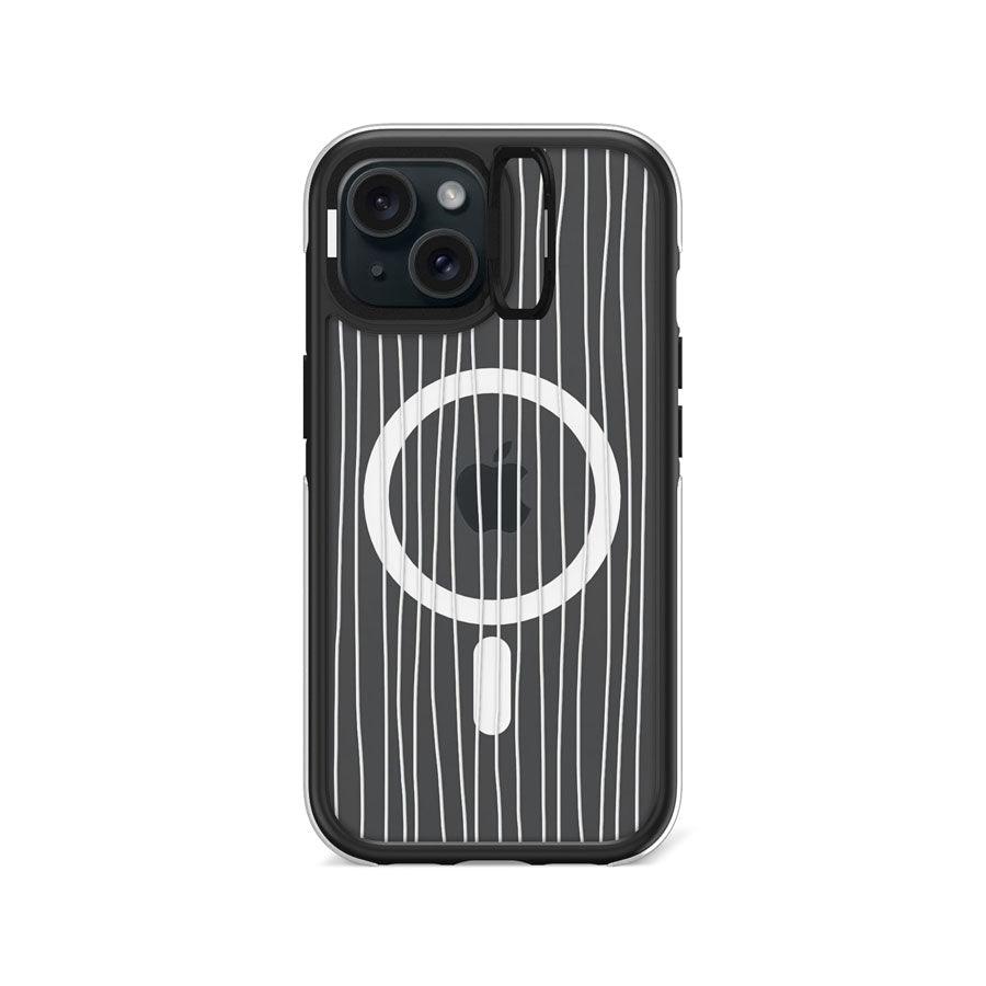 iPhone 15 マットブラック モダンライン カメラリングスタンド スマホケース MagSafe対応 - CORECOLOUR