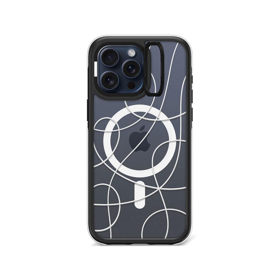 iPhone 15 Pro Max マットブラック モダン曲線 カメラリングスタンド スマホケース MagSafe対応 - CORECOLOUR