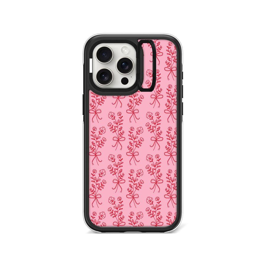iPhone 15 Pro Max 幸せの花 ピンク カメラリングスタンドスマホケース - CORECOLOUR