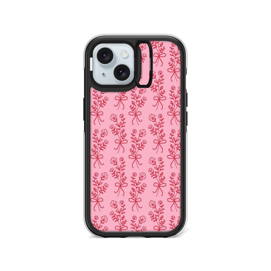 iPhone 15 幸せの花 ピンク カメラリングスタンドスマホケース MagSafe対応 - CORECOLOUR