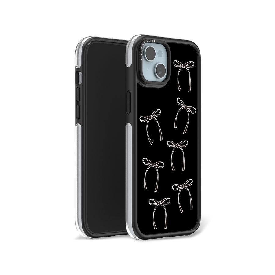 iPhone 15 ブラックリボン カメラリングスタンド スマホケース MagSafe対応 - CORECOLOUR