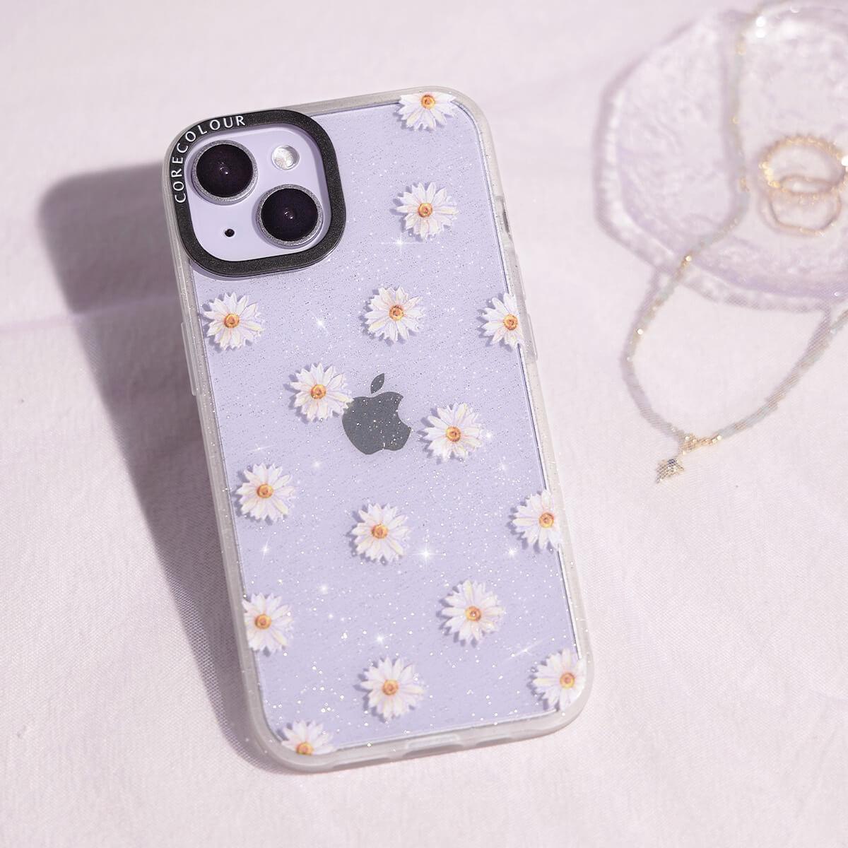 iPhone 15 花柄のスマホケース・ラメの入った可愛い透明スマホケース