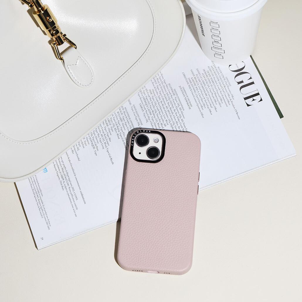 iPhone 14 Plus ピンク 本革 スマホケース MagSafe対応 - CORECOLOUR