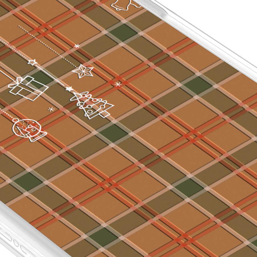iPhone 15 Plus ブラウン チェック柄 スマホケース - CORECOLOUR