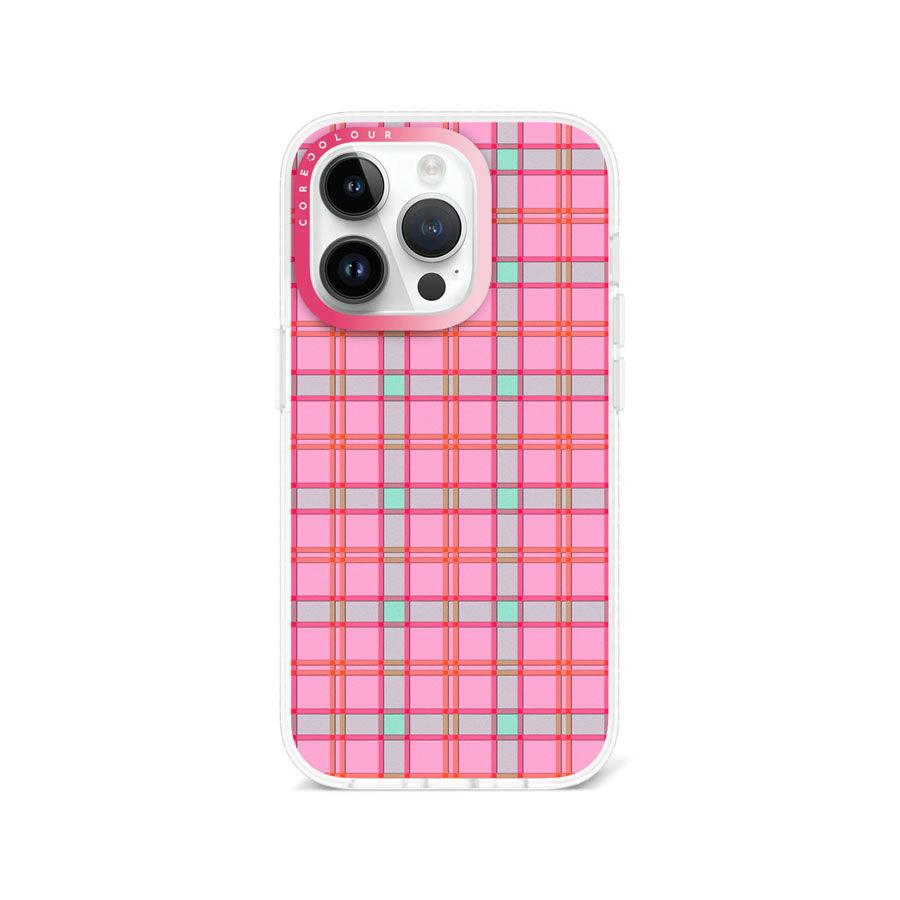 iPhone 14 Pro ピンク チェック柄 スマホケース - CORECOLOUR