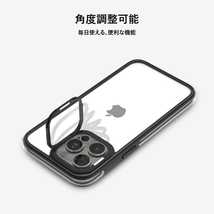 iPhone 15 Pro Max マットブラック ライン カメラリングスタンド スマホケース - CORECOLOUR